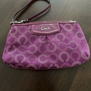 Coach Signature Pattern Purple Wristlet